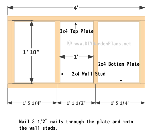 Chicken coop right wall frame details.