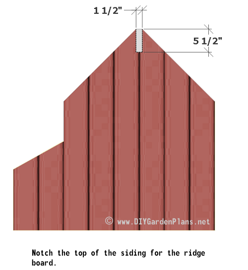 Notch the top siding for the 2x6 ridge board.