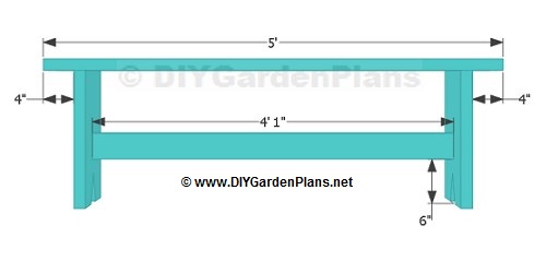 Board bench plans front view