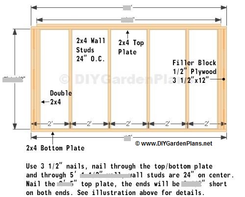 saltbox shed back wall framing details