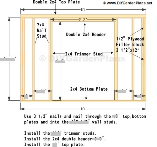 saltbox shed front wall framing with door